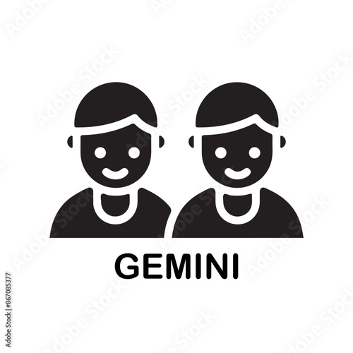 Zodiac signs. Astrological symbol, the constellation Gemini. Twelve astrological avatars. Editable and color-changeable.