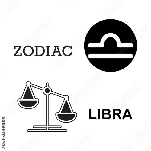 Zodiac signs. Astrological symbol, the constellation Libra. Twelve astrological avatars. Editable and color-changeable.