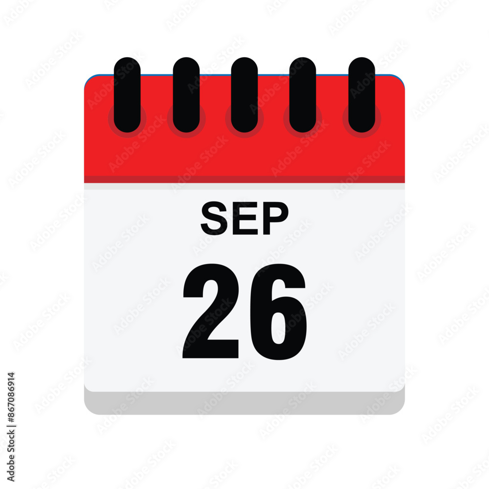 Fototapeta premium calender icon, 26 september icon with white background