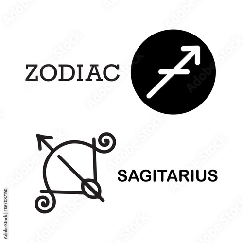 Zodiac signs. Astrological symbol, the constellation Sagittarius. Twelve astrological avatars. Editable and color-changeable.