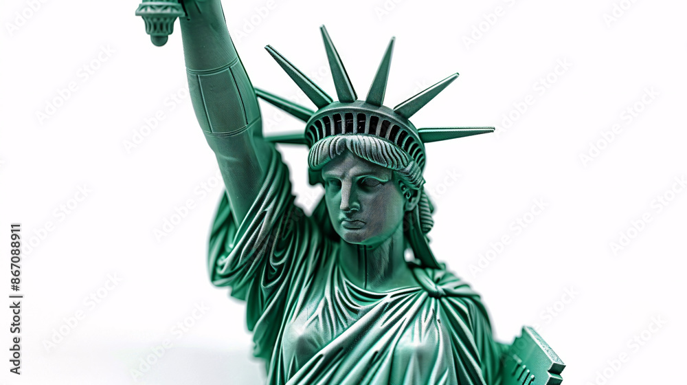Fototapeta premium Statue of Liberty symbolizing freedom and democracy, isolated on white background