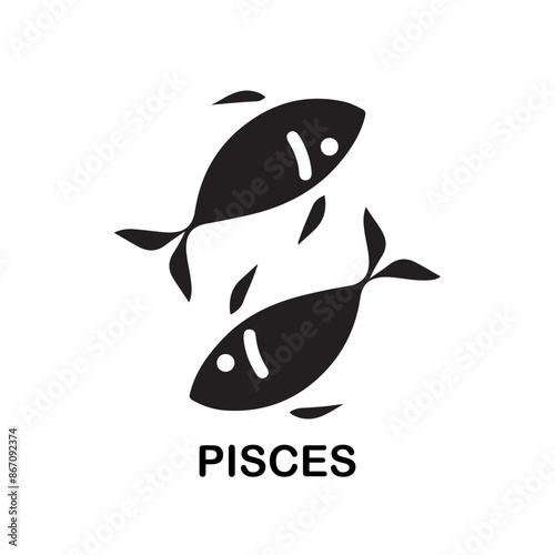 Zodiac signs. Astrological symbol, the constellation Pisces. Twelve astrological avatars. Editable and color-changeable.