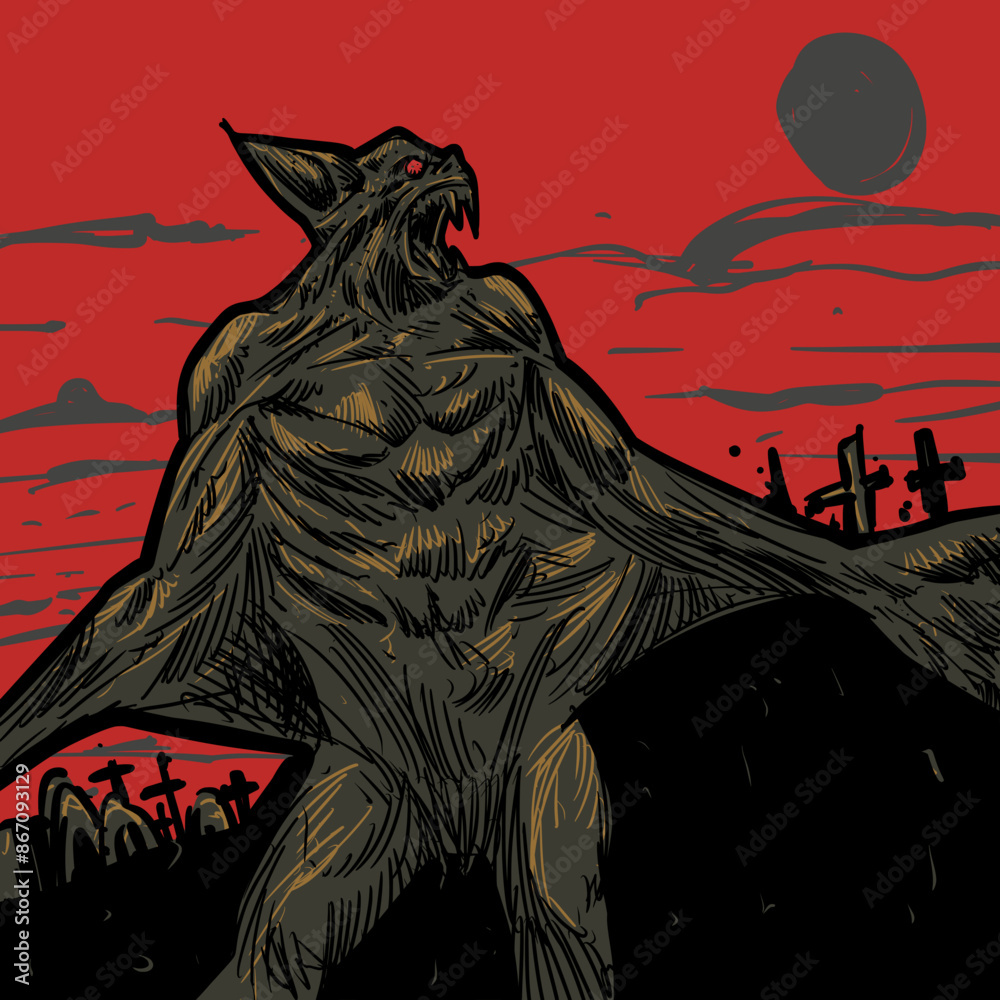 Fototapeta premium Vector Illustration of a Scary Monster Bat