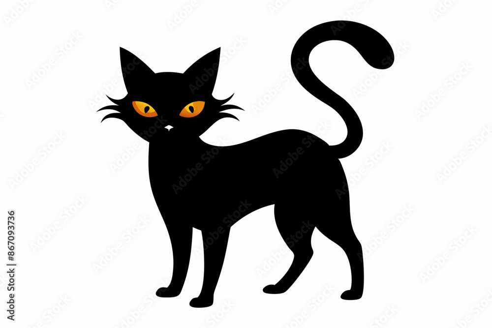 Halloween cat vector illustration, Halloween silhouette vector

