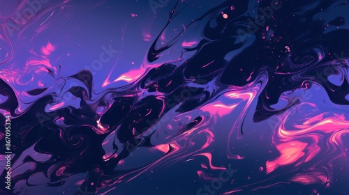 Vibrant Fluid Art - Purple, Pink, and Black Mix © Balerinastock