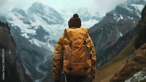 Mountain Explorer - Traveler with Backpack Adventure