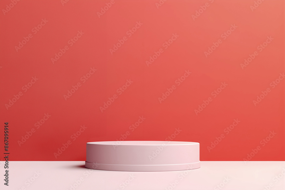 Blank minimal white podium on red background for wallpaper banner poster cover flyer design Blank minimal white podium on red background for wallpaper banner poster cover flyer design