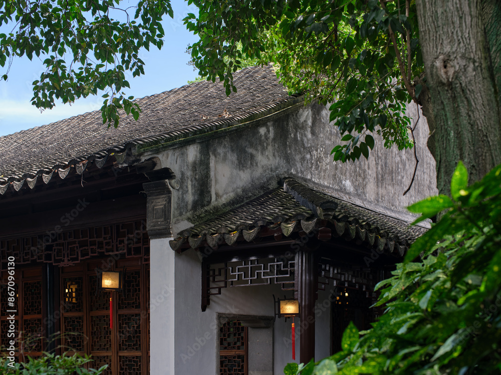 an traditional chinese style building with carved wooden decorations and lanterns an traditional chinese style building with carved wooden decorations and lanterns