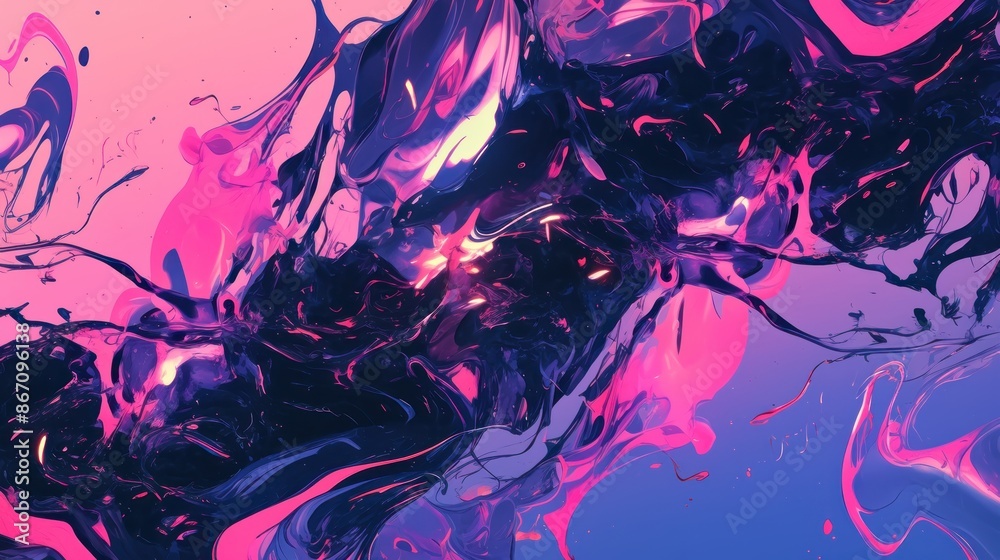 Mesmerizing Swirling Liquid Art in Purple, Pink, and Black