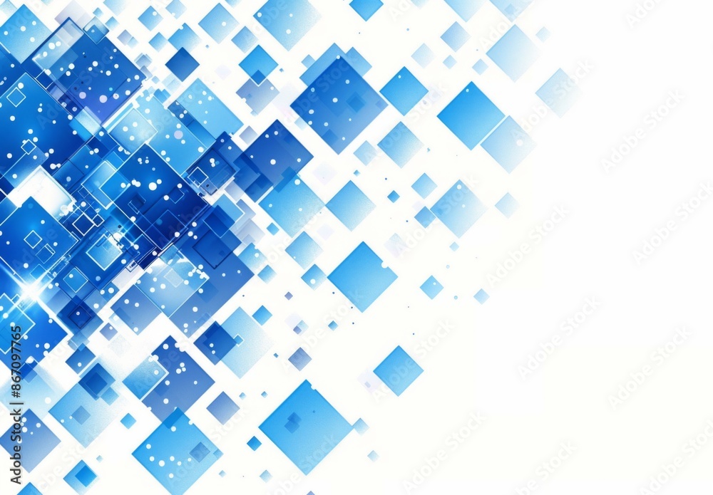Abstract Geometric Blue and White Background with Upward Angle Squares, Representing Technology and Digital Marketing in a Minimalistic Flat Design. Space for Text Included. Abstract Geometric Blue and White Background with Upward Angle Squares, Representing Technology and Digital Marketing in a Minimalistic Flat Design. Space for Text Included.