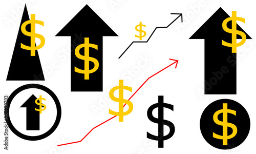 Increase profits with money icon. Economy concept. Replaceable vector design.