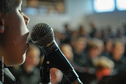 A choir or soloist performing the national anthem, evoking feelings of patriotism photo