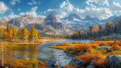 A beautiful scenic view along the Sawtooth Mountains in USA © dfc22