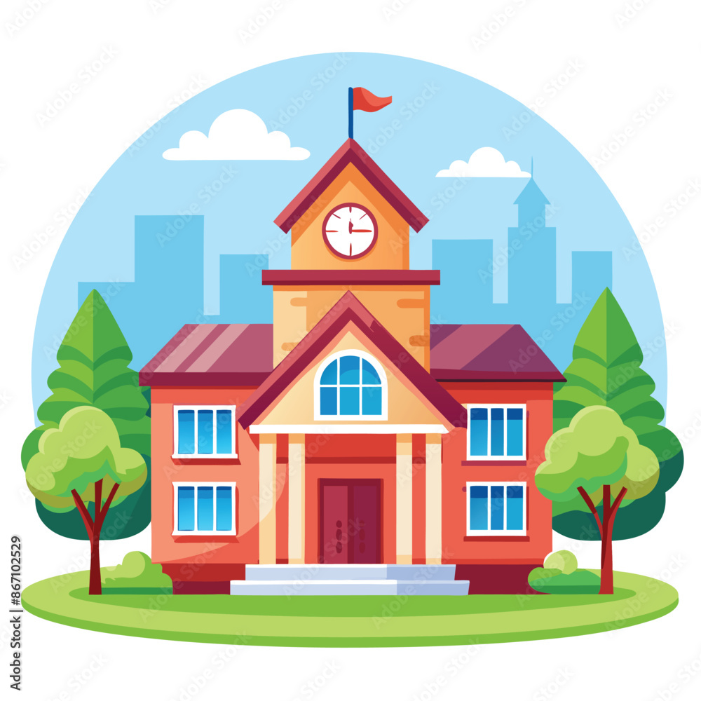 A School building in a simple flat style. Colorful Modern school, college building Vector illustration. A School building in a simple flat style. Colorful Modern school, college building Vector illustration.