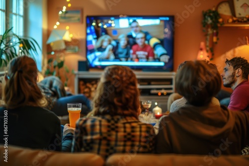 A lively scene of people watching election results on television, filled with anticipation © Hafiz