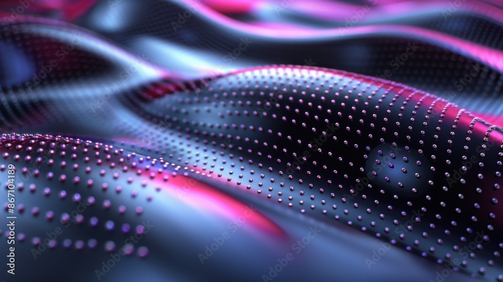 Abstract background of flowing 3D mesh surface with shallow depth of field. Concept of data science, technology, and artificial intelligence. Abstract background of flowing 3D mesh surface with shallow depth of field. Concept of data science, technology, and artificial intelligence.