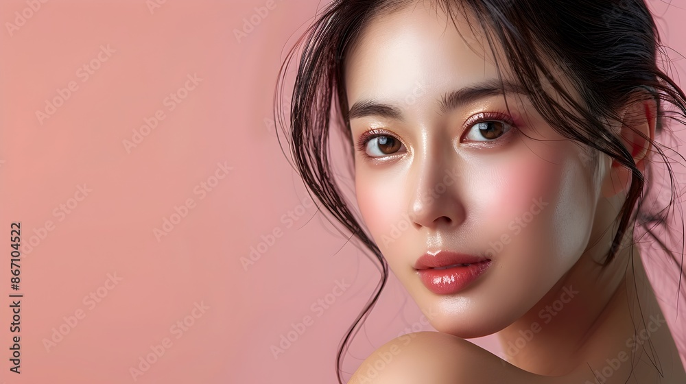 Captivating Asian Beauty Radiating Flawless Skin and Elegant Makeup in Bright Studio Setting Captivating Asian Beauty Radiating Flawless Skin and Elegant Makeup in Bright Studio Setting