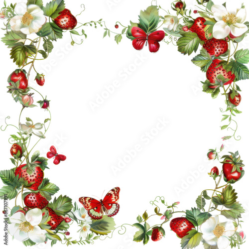 Fresh Strawberry and Floral Frame  © Rafiqul