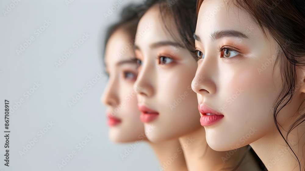 Glowing Beauty Portraits of Asian Women in a Serene Minimalist Studio Setting Glowing Beauty Portraits of Asian Women in a Serene Minimalist Studio Setting