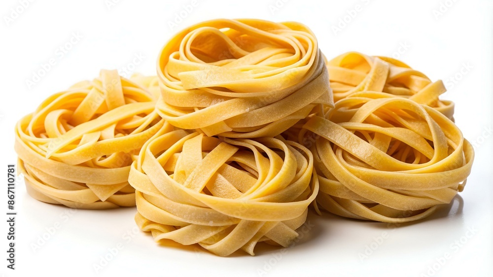 Raw fettuccine pasta from durum wheat, transparent background Raw fettuccine pasta from durum wheat, transparent background