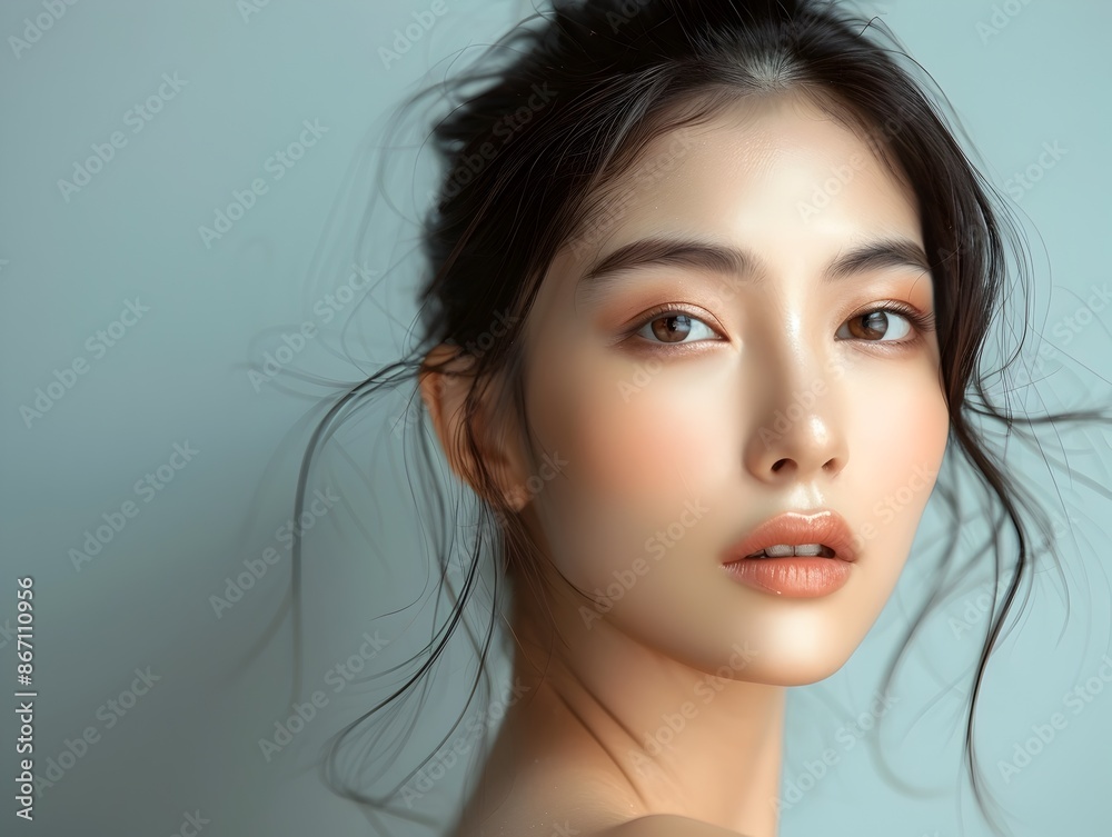 Serene and Captivating Asian Woman s Portrait with Radiant Skin and Elegant Beauty Serene and Captivating Asian Woman s Portrait with Radiant Skin and Elegant Beauty