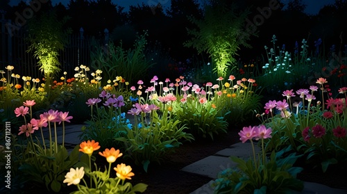flowers in the park, Generative AI	