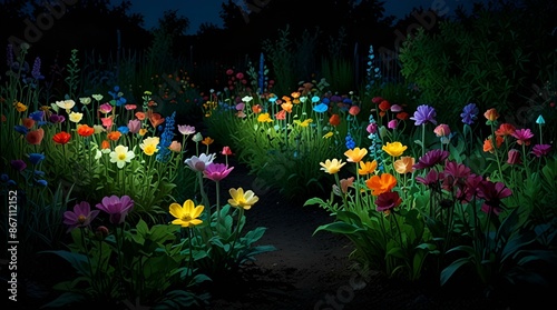 flowers in the park, Generative AI	
