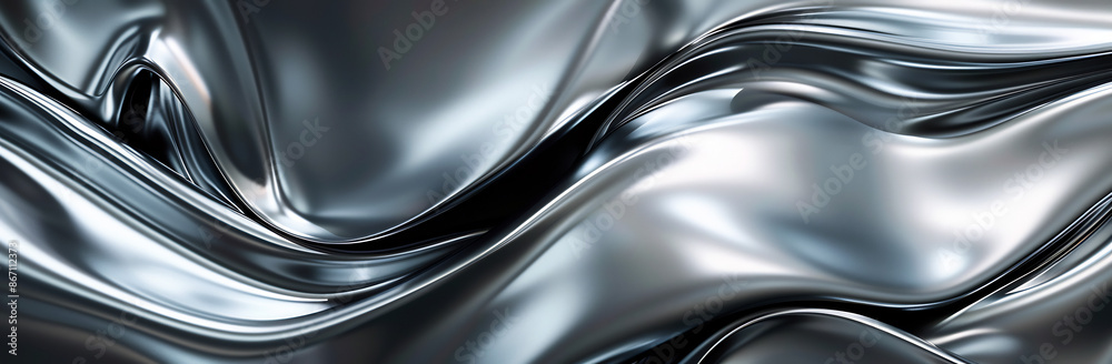 Elegant Flowing Silver and Black Metallic Waves with Smooth Textures Elegant Flowing Silver and Black Metallic Waves with Smooth Textures