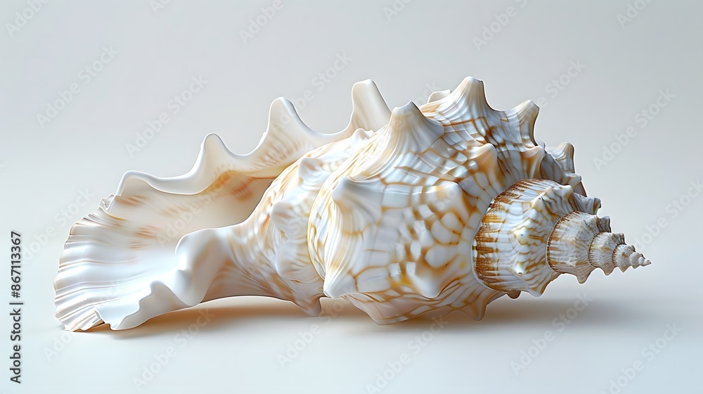 A delicate seashell on a pure white background, studio shot with diffused sunlight and subtle shadows, emphasizing its intricate texture. A delicate seashell on a pure white background, studio shot with diffused sunlight and subtle shadows, emphasizing its intricate texture.