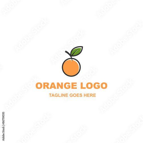 Simple orange fruit logo design on white background with black outline