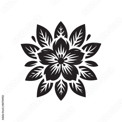 Flower silhouette vector. Flowers icon. Set of leaves silhouette of beautiful plants, leaves, plant design. Vector illustration