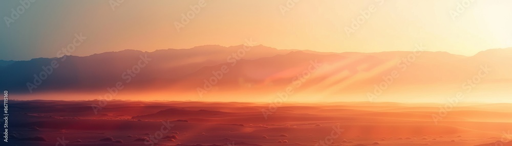 Desert at dawn, soft light, expansive view, serene atmosphere, close up, copy space, bright tones, Double exposure silhouette with morning glow Desert at dawn, soft light, expansive view, serene atmosphere, close up, copy space, bright tones, Double exposure silhouette with morning glow