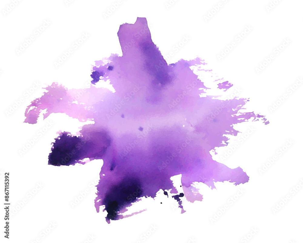 hand painter purple watercolor droplets blot texture background