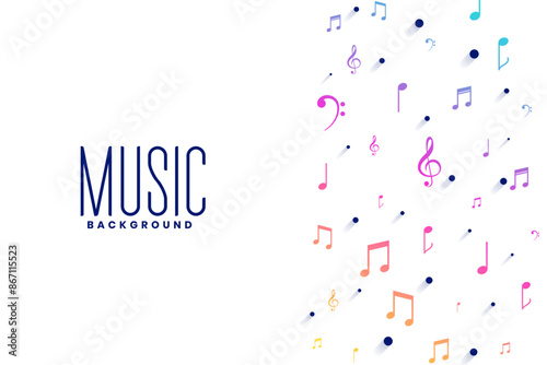 colorful sound notes and tunes symbol for retro or jazz song