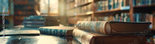 Book pages in library, old books, scholarly atmosphere, vintage charm, close up, copy space, bright tones, Double exposure silhouette with bookshelves