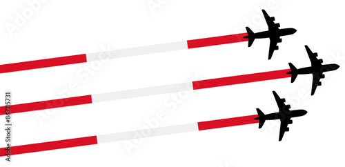 set Flying airplane with Peru flag icon. airshow celebration day symbol Template Illustration Design