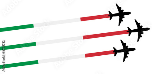 set Flying airplane with italy flag icon. airshow celebration day symbol Template Illustration Design