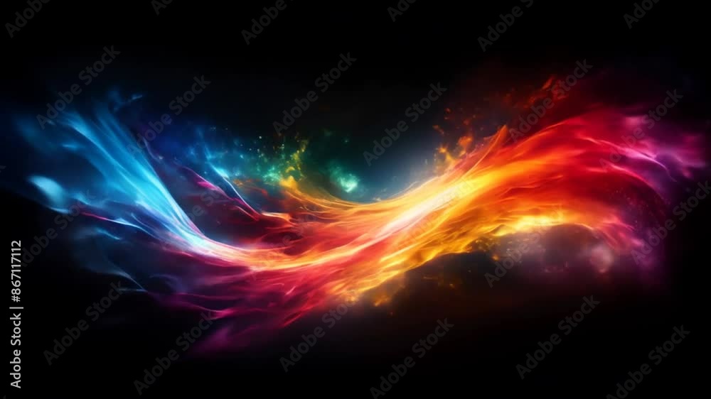 Flowing Fiery Rainbow-Color Flame Isolated on a Black Background Flowing Fiery Rainbow-Color Flame Isolated on a Black Background