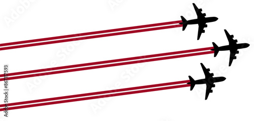 set Flying airplane with Latvia flag icon. airshow celebration day symbol Template Illustration Design