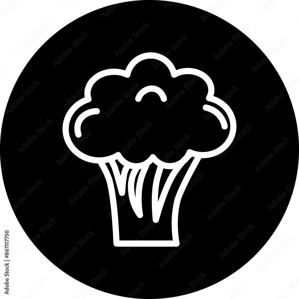 Broccoli Line White Circle Black Broccoli Line White Circle Black