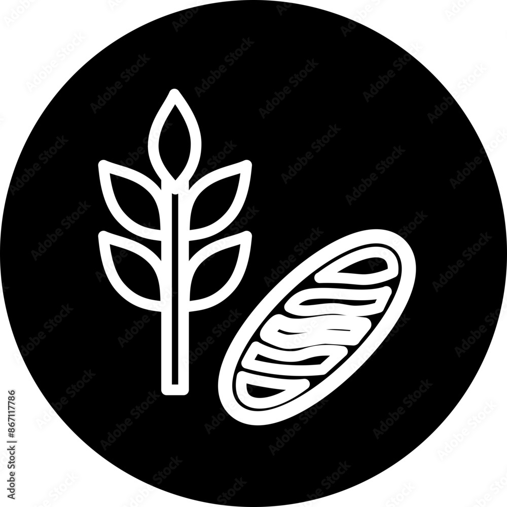 Grains and Cereals Line White Circle Black Grains and Cereals Line White Circle Black