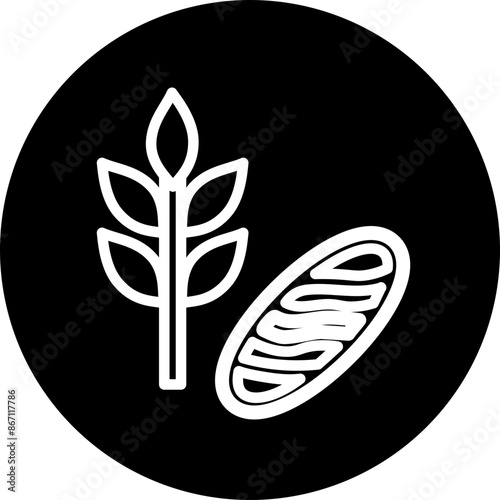 Grains and Cereals Line White Circle Black