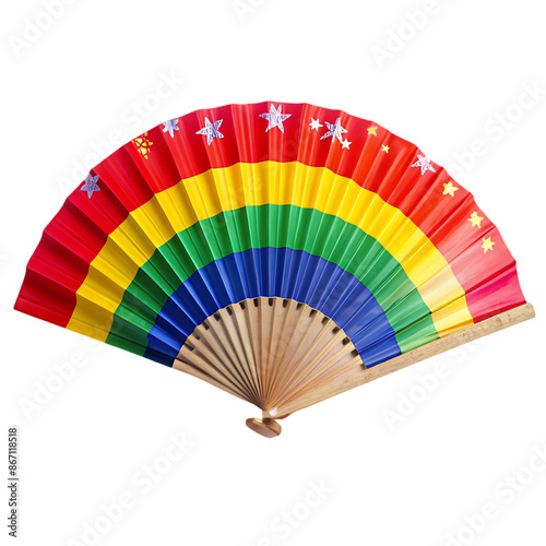 colorful chines fan on transparent background