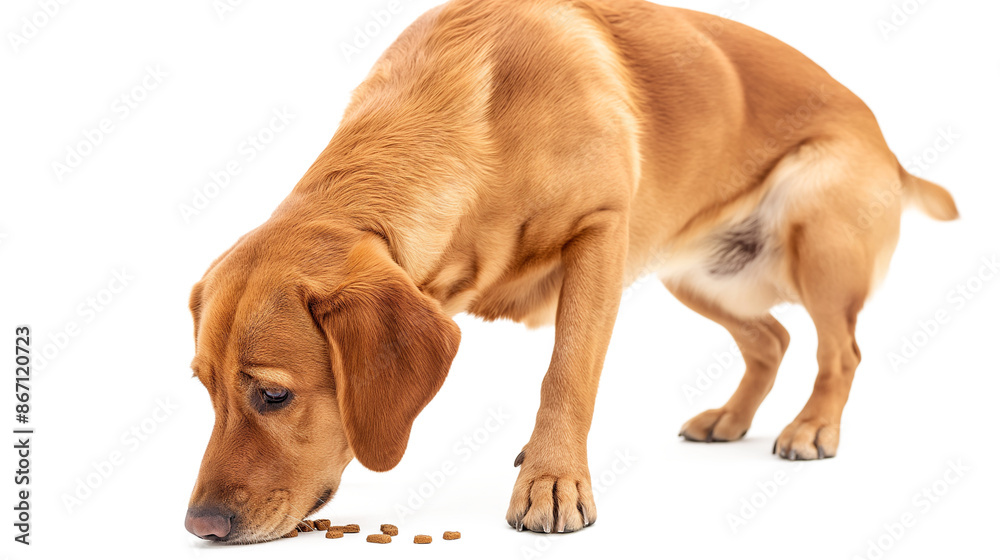 Labrador retriever dog eating isolated on a transparent background Labrador retriever dog eating isolated on a transparent background