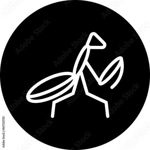 Praying Mantis Line White Corcle Black