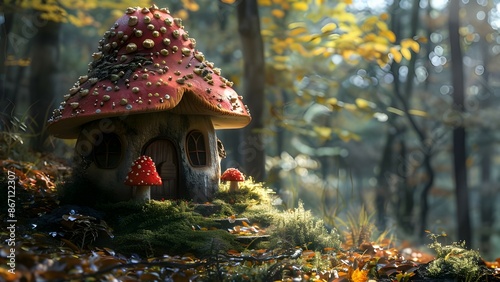 fairy tale style house in forest