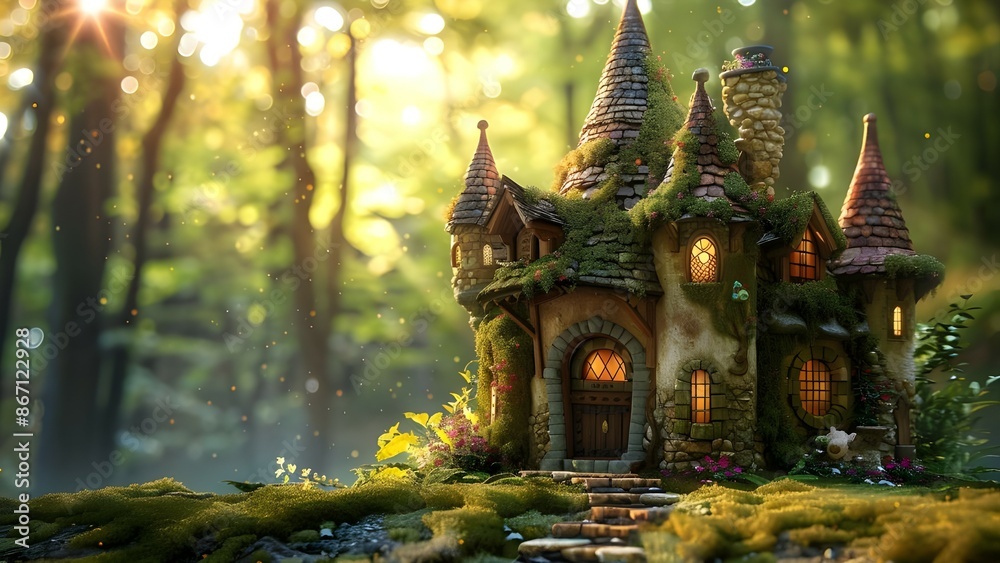 fairy tale style house in forest