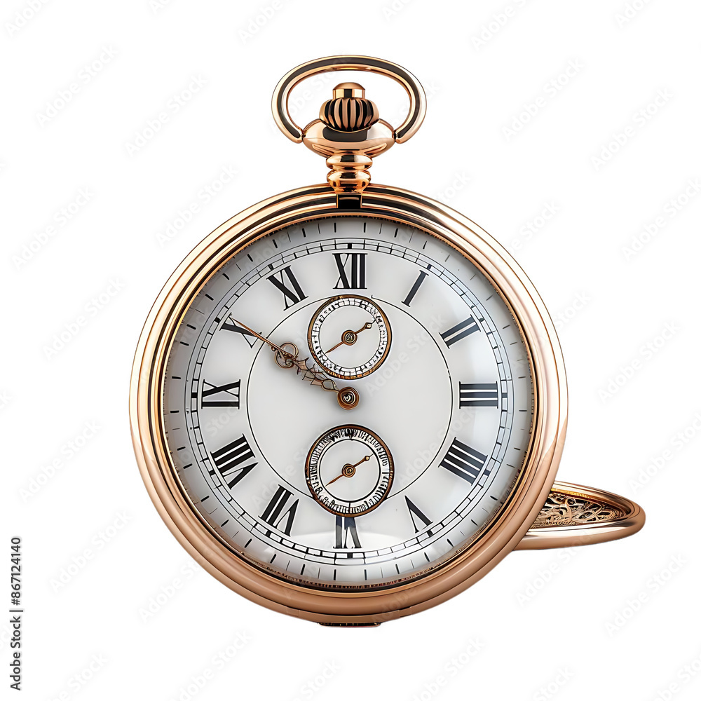 Gold Pocket Watch with Roman Numerals 3D Illustration Gold Pocket Watch with Roman Numerals 3D Illustration