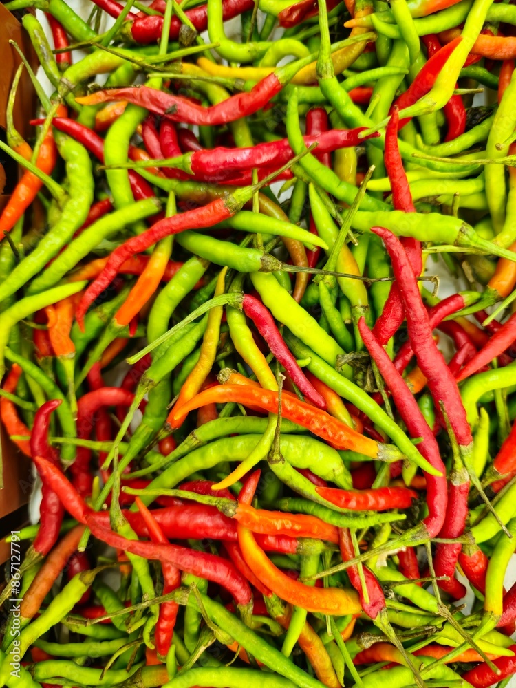 Red and green chili peppers, a colorful ingredient for adding spicy heat to your cooking Red and green chili peppers, a colorful ingredient for adding spicy heat to your cooking