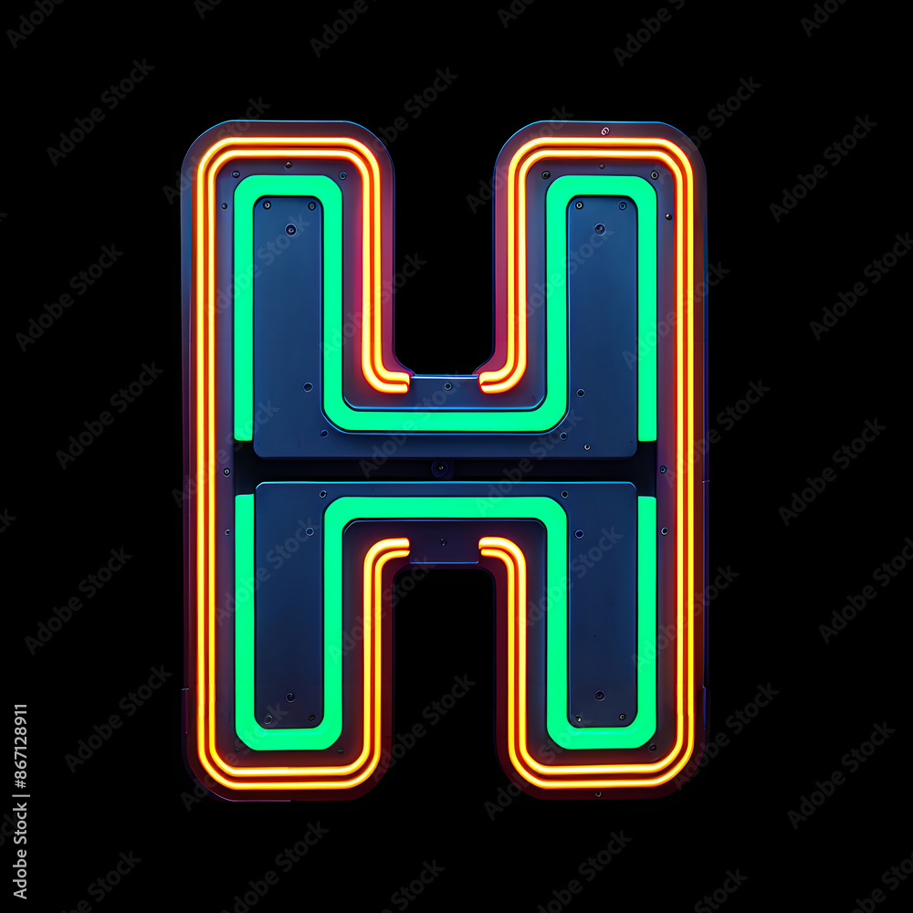 Alphabet H made from Neon light. Generative AI Alphabet H made from Neon light. Generative AI